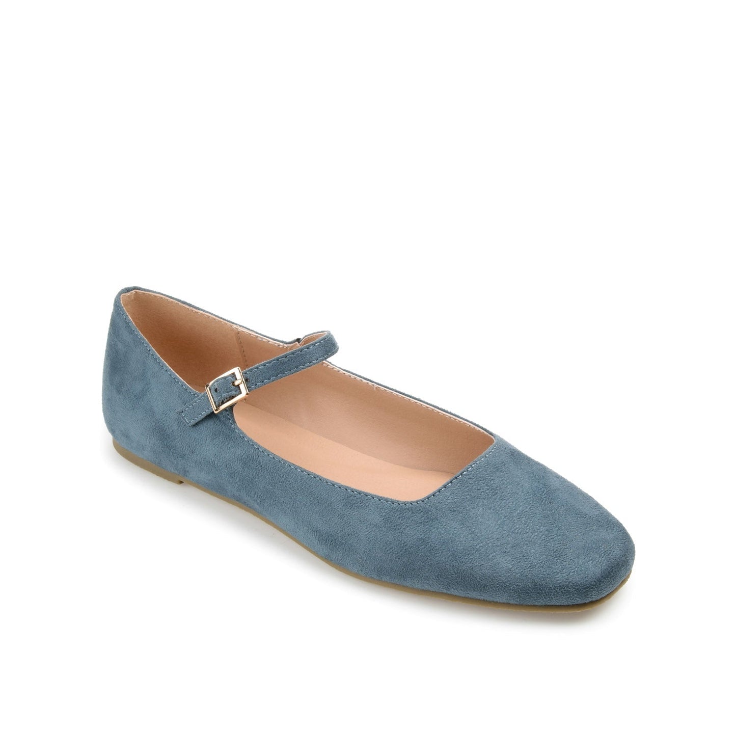 Journee CARRIE FAUX SUEDE BALLET FLATS IN WIDE - Blue Faux Suede