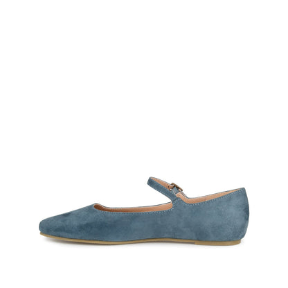 Journee CARRIE FAUX SUEDE BALLET FLATS IN WIDE - Blue Faux Suede