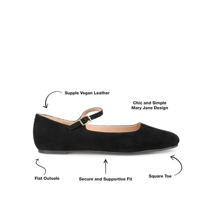 Journee CARRIE FAUX SUEDE BALLET FLATS IN WIDE - Black Faux Suede