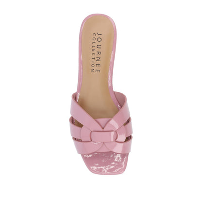 Journee ARRINA SLIDE SANDALS IN STATEMENT PATENT - Rose Patent