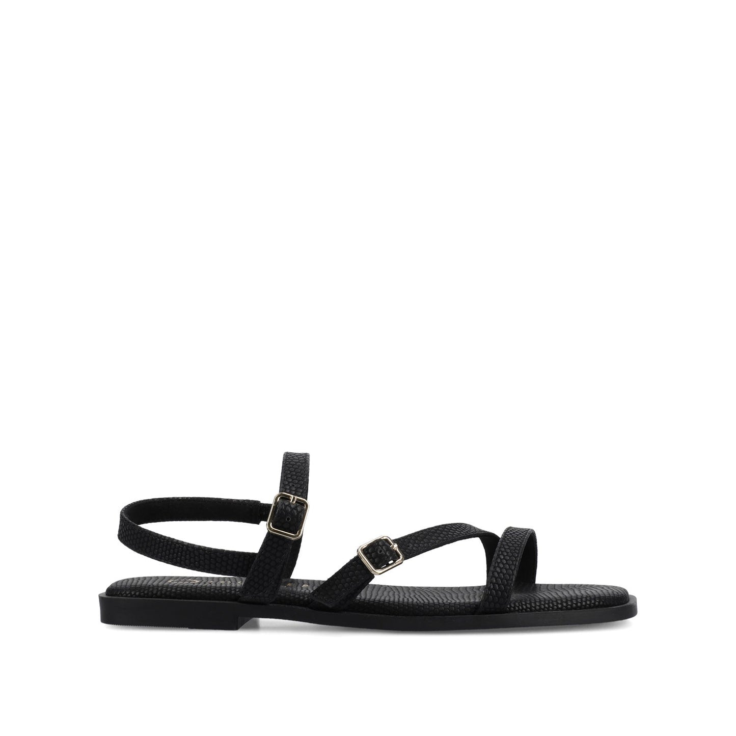 Journee BRIANNA ANKLE STRAP SANDALS - Black Lizard