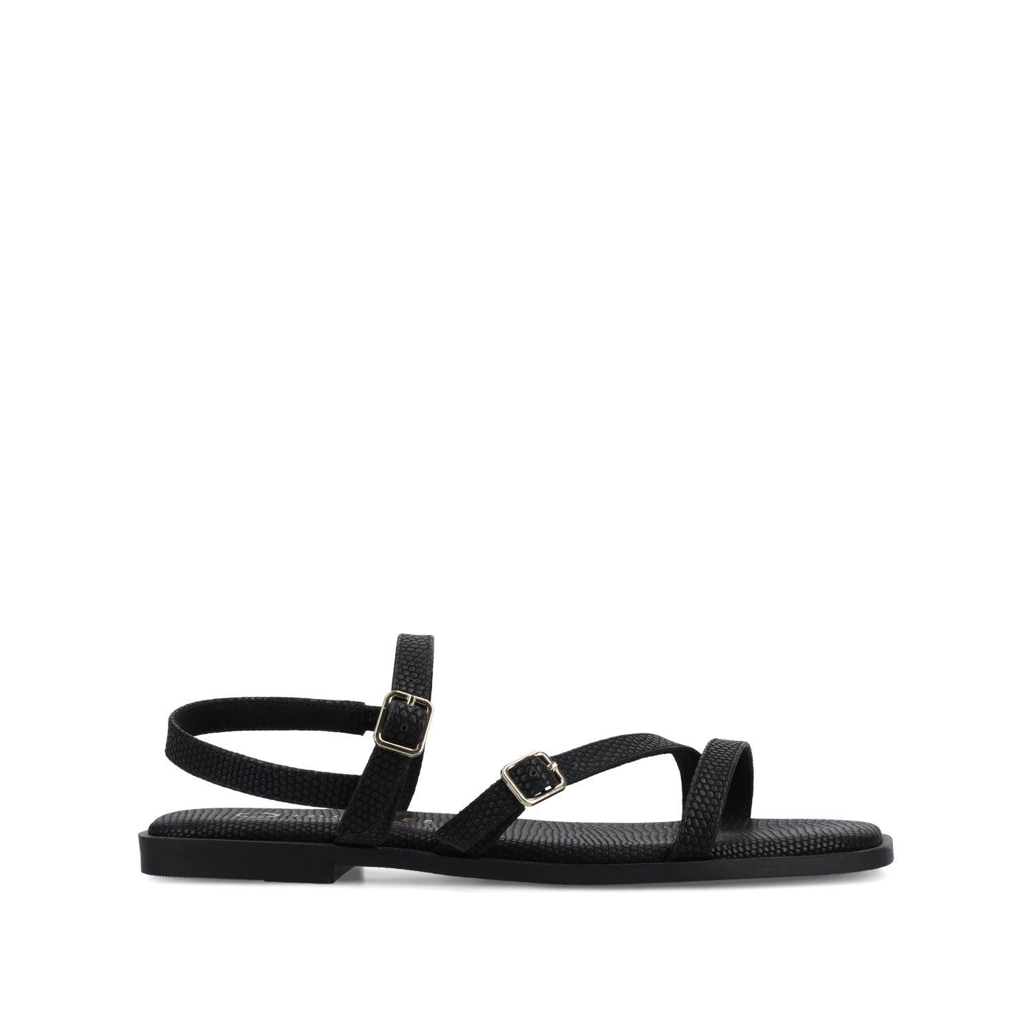 Journee BRIANNA ANKLE STRAP SANDALS - Black Lizard
