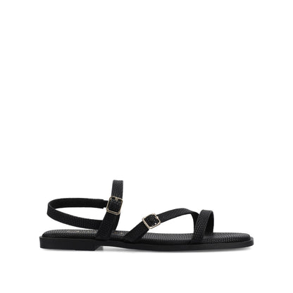 Journee BRIANNA ANKLE STRAP SANDALS - Black Lizard