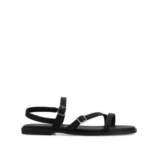 Journee BRIANNA ANKLE STRAP SANDALS - Black Lizard
