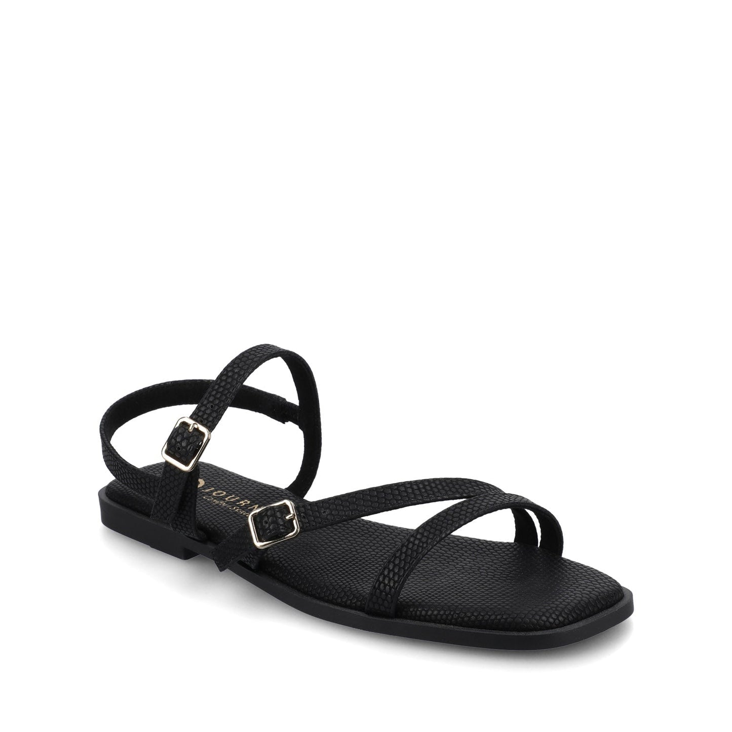 Journee BRIANNA ANKLE STRAP SANDALS - Black Lizard
