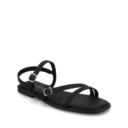 Journee BRIANNA ANKLE STRAP SANDALS - Black Lizard