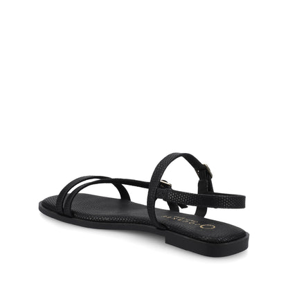 Journee BRIANNA ANKLE STRAP SANDALS - Black Lizard