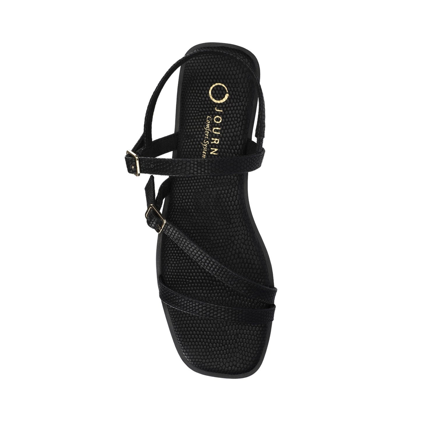 Journee BRIANNA ANKLE STRAP SANDALS - Black Lizard