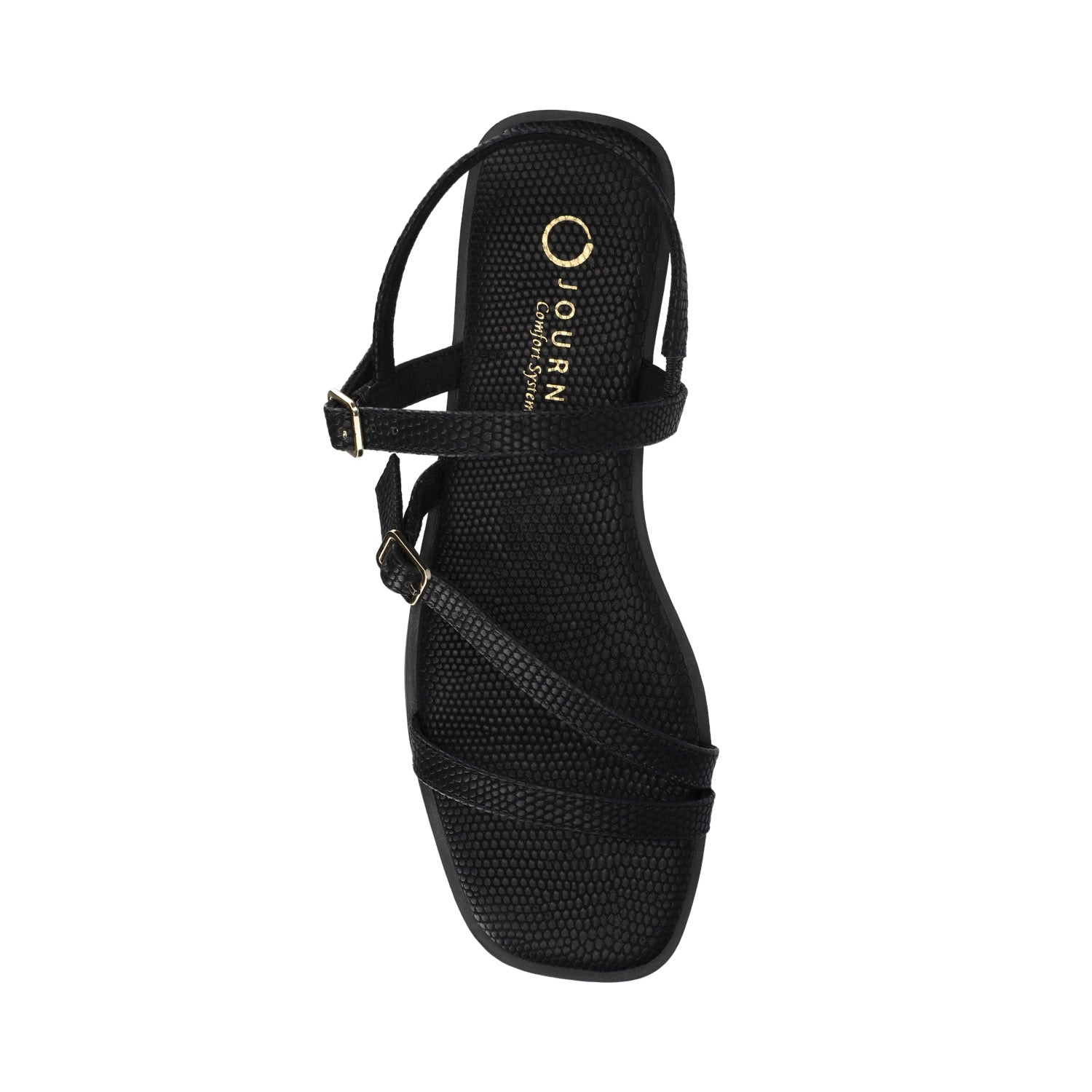 Journee BRIANNA ANKLE STRAP SANDALS - Black Lizard