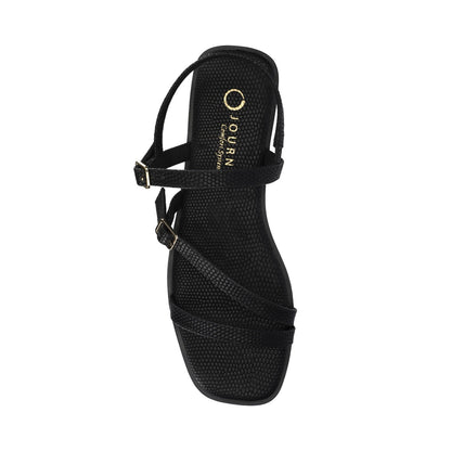 Journee BRIANNA ANKLE STRAP SANDALS - Black Lizard