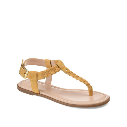 Journee GENEVIVE T-STRAP SANDALS IN VEGAN LEATHER - Mustard2 PU