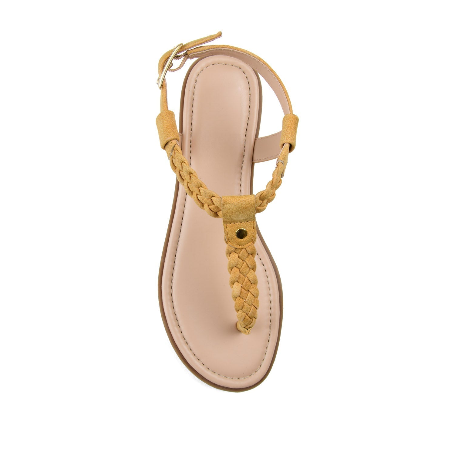 Journee GENEVIVE T-STRAP SANDALS IN VEGAN LEATHER - Mustard2 PU