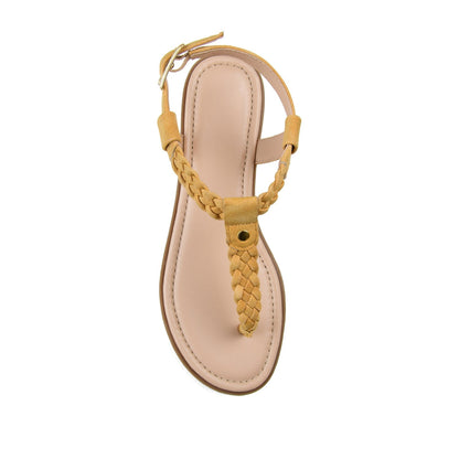 Journee GENEVIVE T-STRAP SANDALS IN VEGAN LEATHER - Mustard2 PU