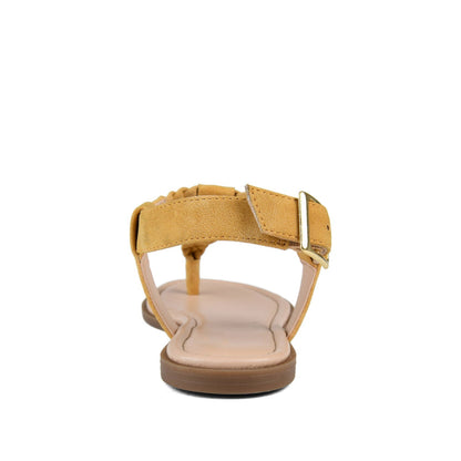 Journee GENEVIVE T-STRAP SANDALS IN VEGAN LEATHER - Mustard2 PU