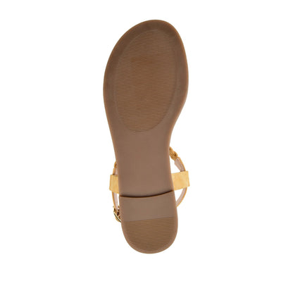 Journee GENEVIVE T-STRAP SANDALS IN VEGAN LEATHER - Mustard2 PU