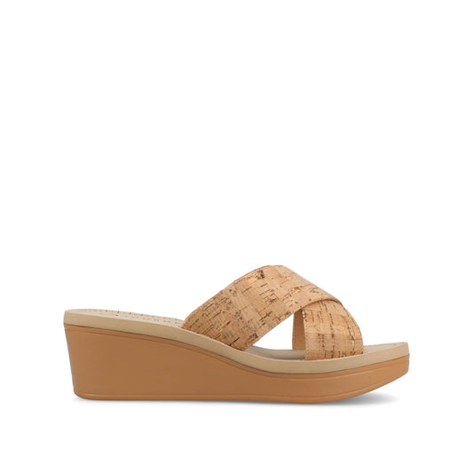 Journee Biara Platform Wedge Sandals - Cork