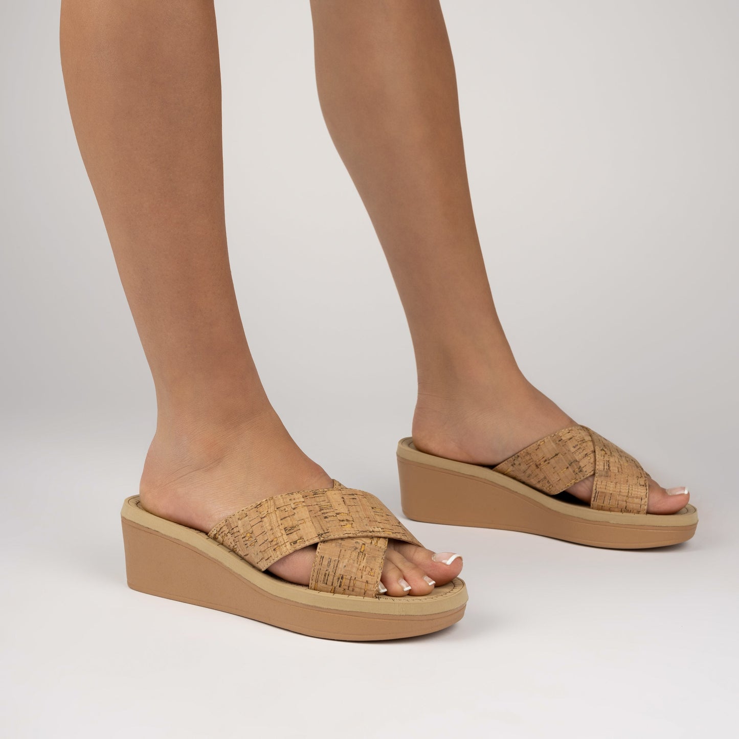 Journee Biara Platform Wedge Sandals - Cork