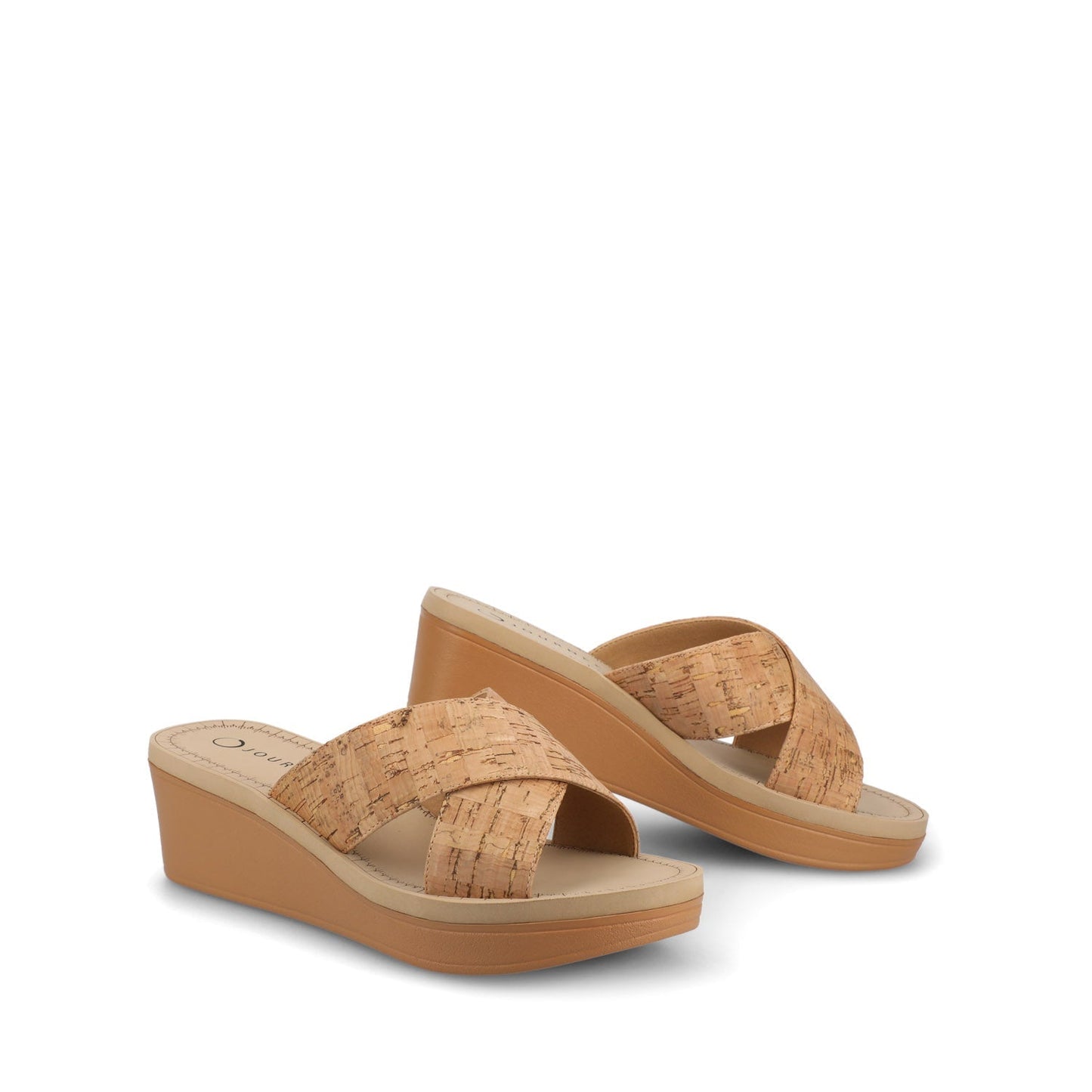 Journee Biara Platform Wedge Sandals - Cork