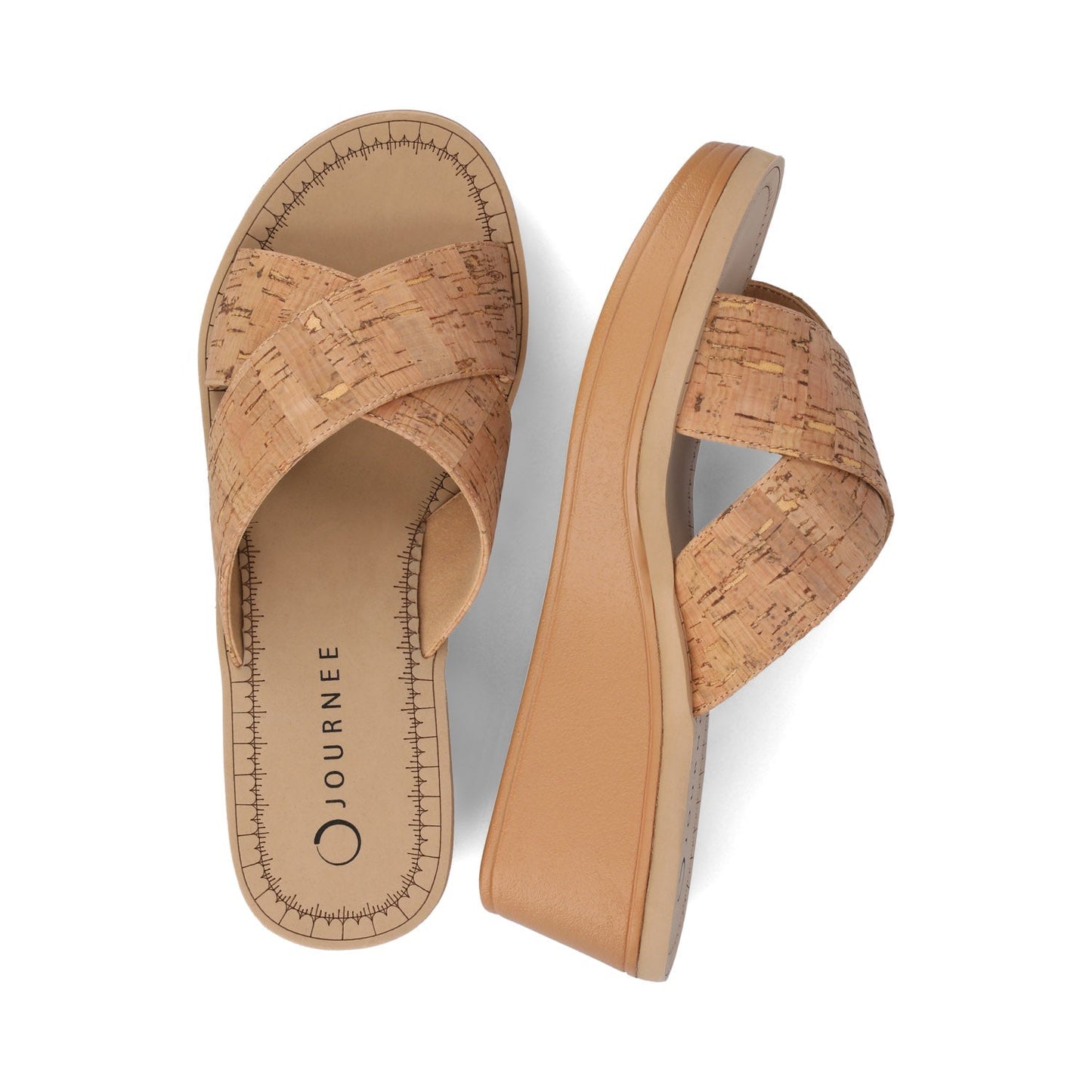 Journee Biara Platform Wedge Sandals - Cork