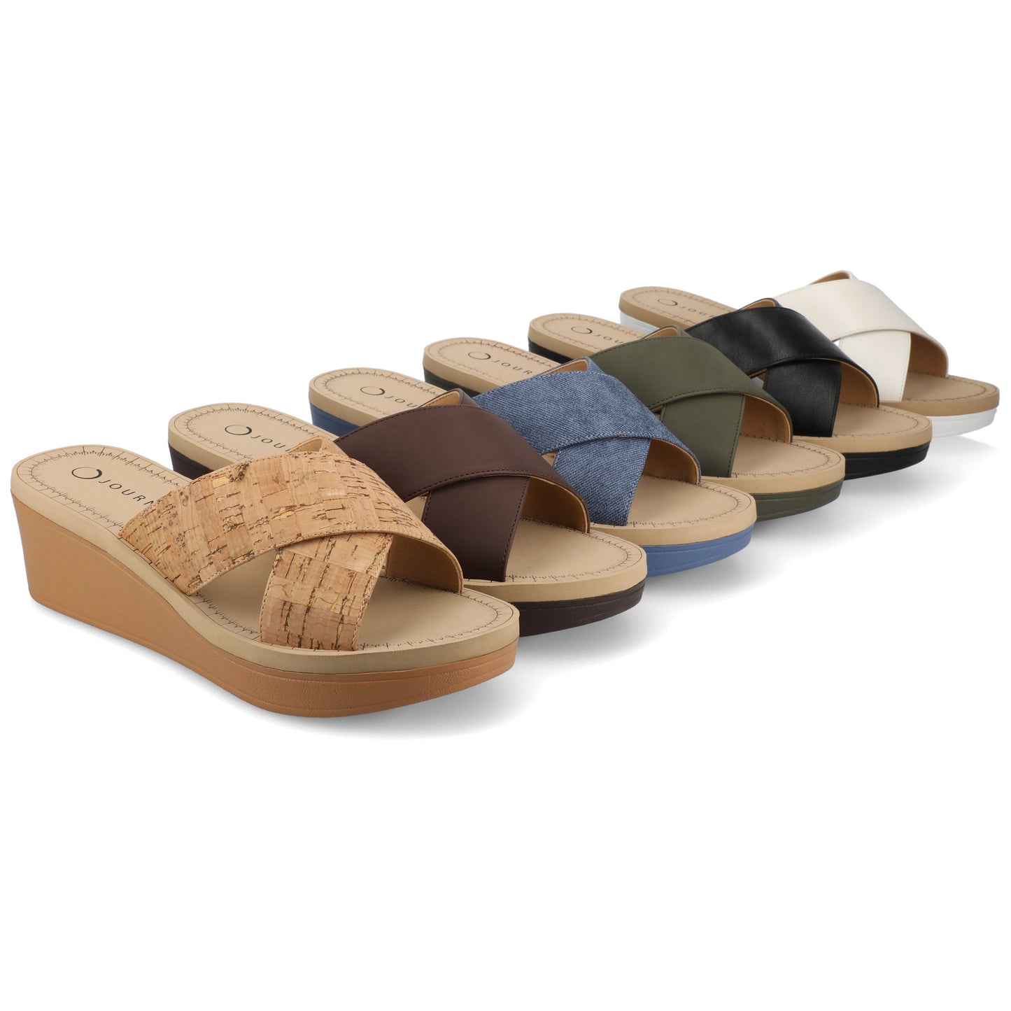 Journee Biara Platform Wedge Sandals - Cork