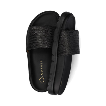 Journee STARR SLIP ON SPORT SANDALS - Black
