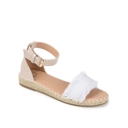 Journee TRISTEEN ESPADRILLE SANDALS IN FABRIC - White