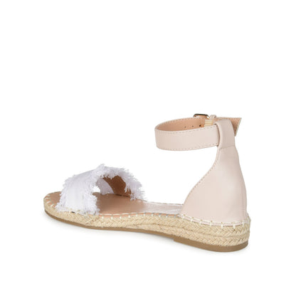 Journee TRISTEEN ESPADRILLE SANDALS IN FABRIC - White