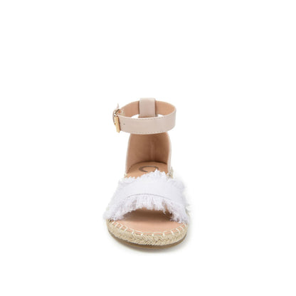 Journee TRISTEEN ESPADRILLE SANDALS IN FABRIC - White