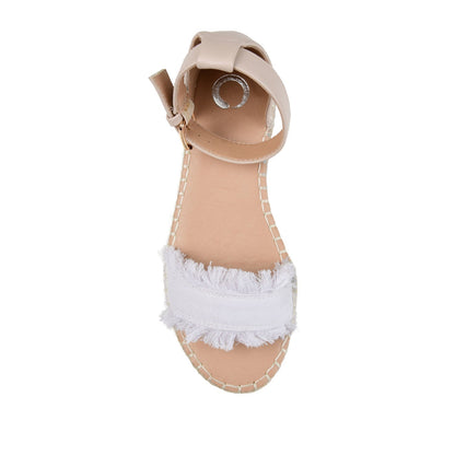 Journee TRISTEEN ESPADRILLE SANDALS IN FABRIC - White