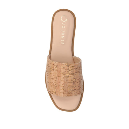 Journee PRISILLA SLIDE SANDALS IN STATEMENT - Cork