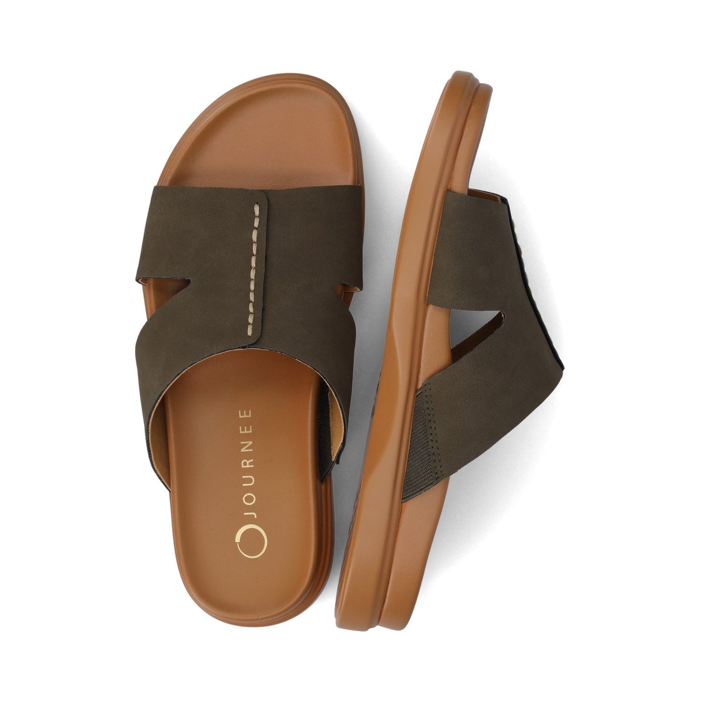 Journee MISEY SINGLE BAND SLIP ON SANDALS - Olive