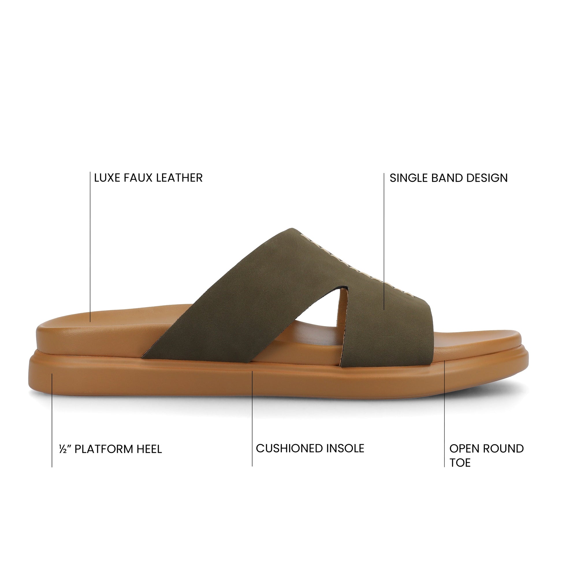 Journee MISEY SINGLE BAND SLIP ON SANDALS - Olive