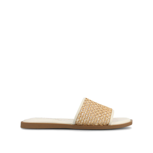 Journee PRISILLA SLIDE SANDALS IN STATEMENT - Bone Open Raffia