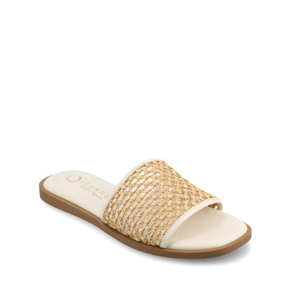 Journee PRISILLA SLIDE SANDALS IN STATEMENT - Bone Open Raffia