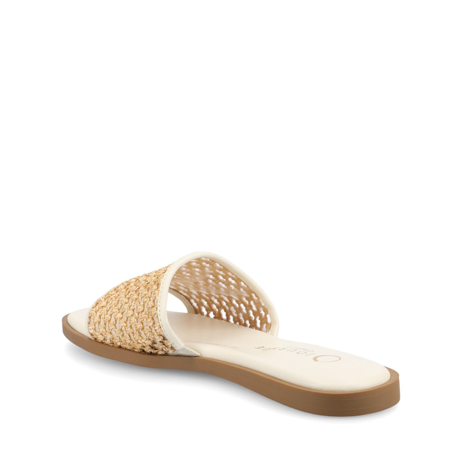 Journee PRISILLA SLIDE SANDALS IN STATEMENT - Bone Open Raffia