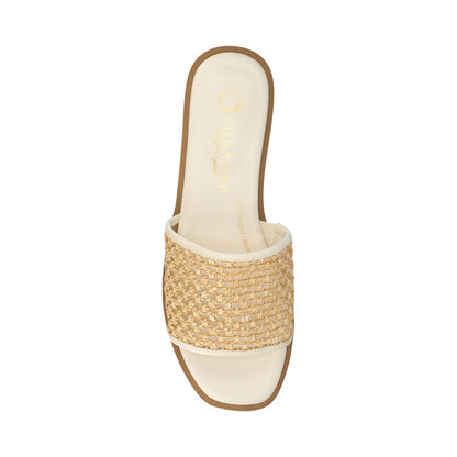 Journee PRISILLA SLIDE SANDALS IN STATEMENT - Bone Open Raffia