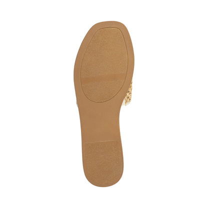 Journee PRISILLA SLIDE SANDALS IN STATEMENT - Bone Open Raffia