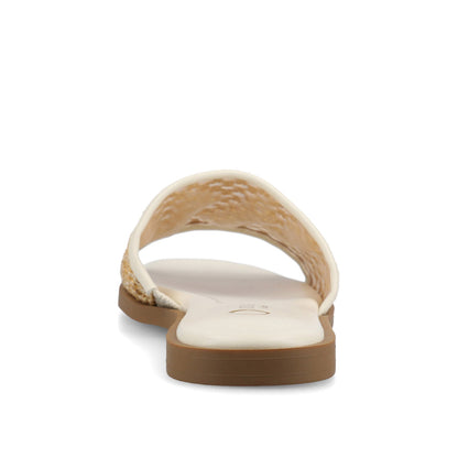 Journee PRISILLA SLIDE SANDALS IN STATEMENT - Bone Open Raffia