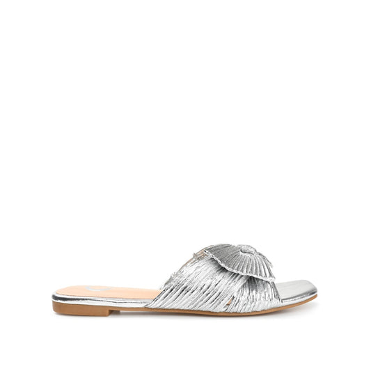 Journee SERLINA PLEATED SLIDE SANDALS IN FOIL - Silver PU 2