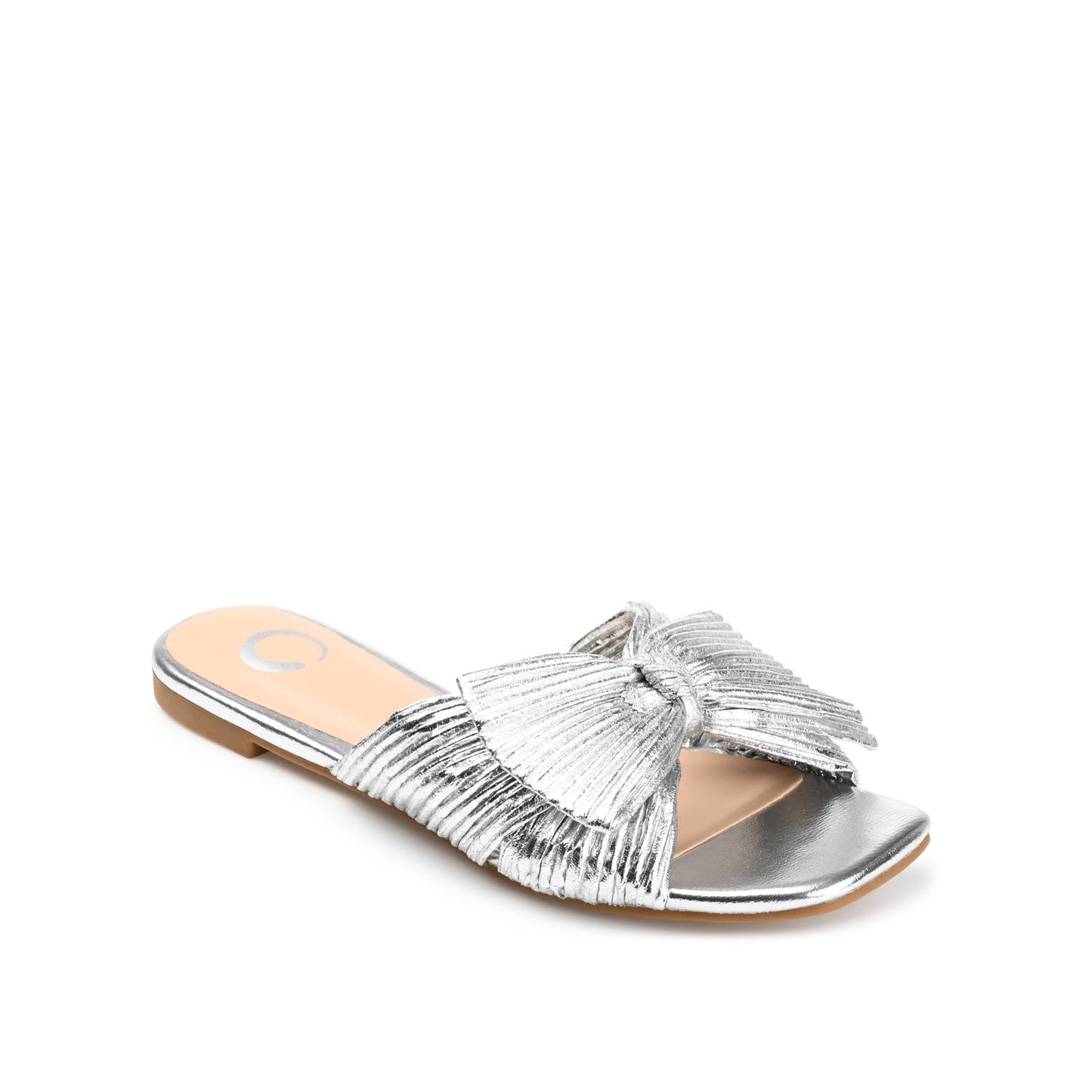 Journee SERLINA PLEATED SLIDE SANDALS IN FOIL - Silver PU 2