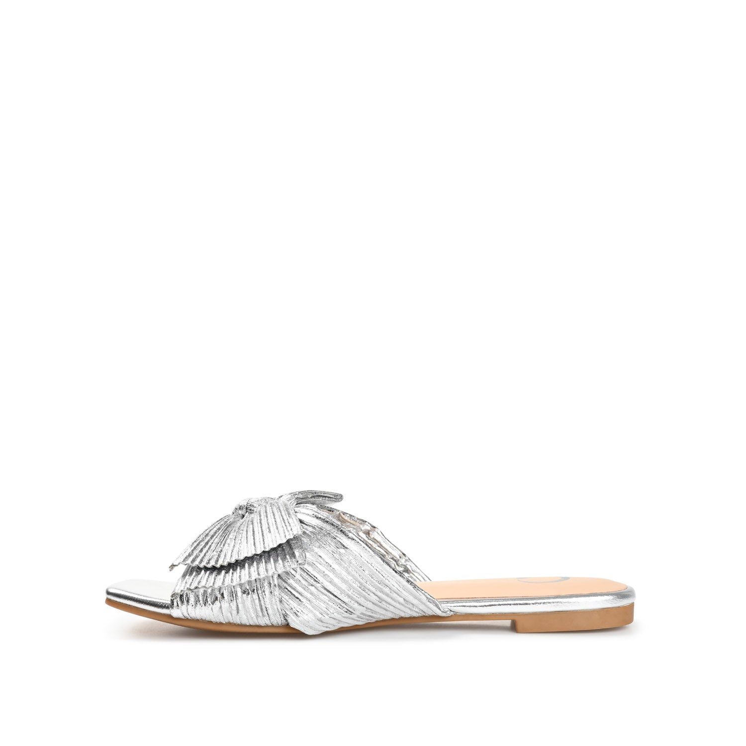 Journee SERLINA PLEATED SLIDE SANDALS IN FOIL - Silver PU 2