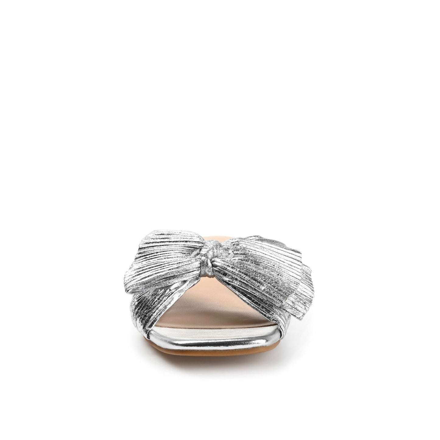 Journee SERLINA PLEATED SLIDE SANDALS IN FOIL - Silver PU 2