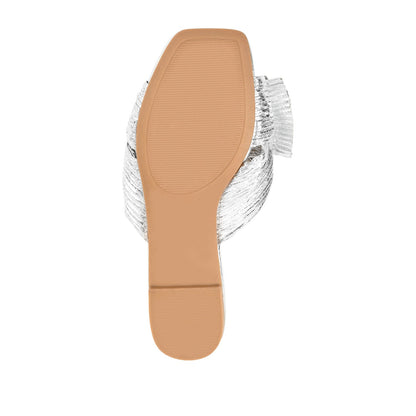 Journee SERLINA PLEATED SLIDE SANDALS IN FOIL - Silver PU 2