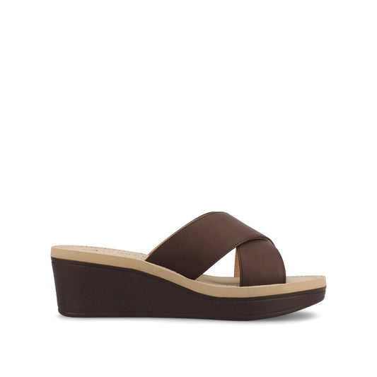 Journee Biara Platform Wedge Sandals - Brown