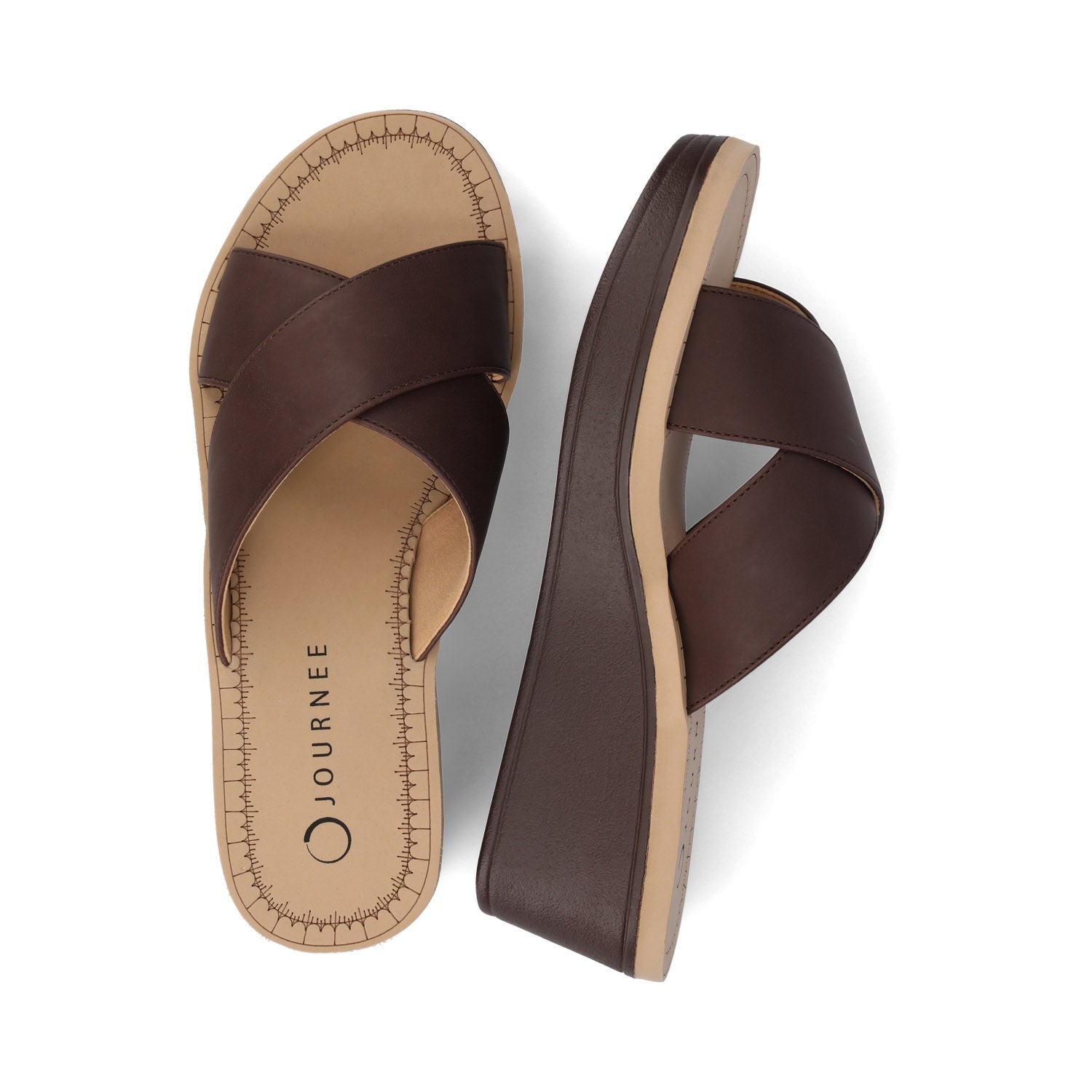 Journee Biara Platform Wedge Sandals - Brown