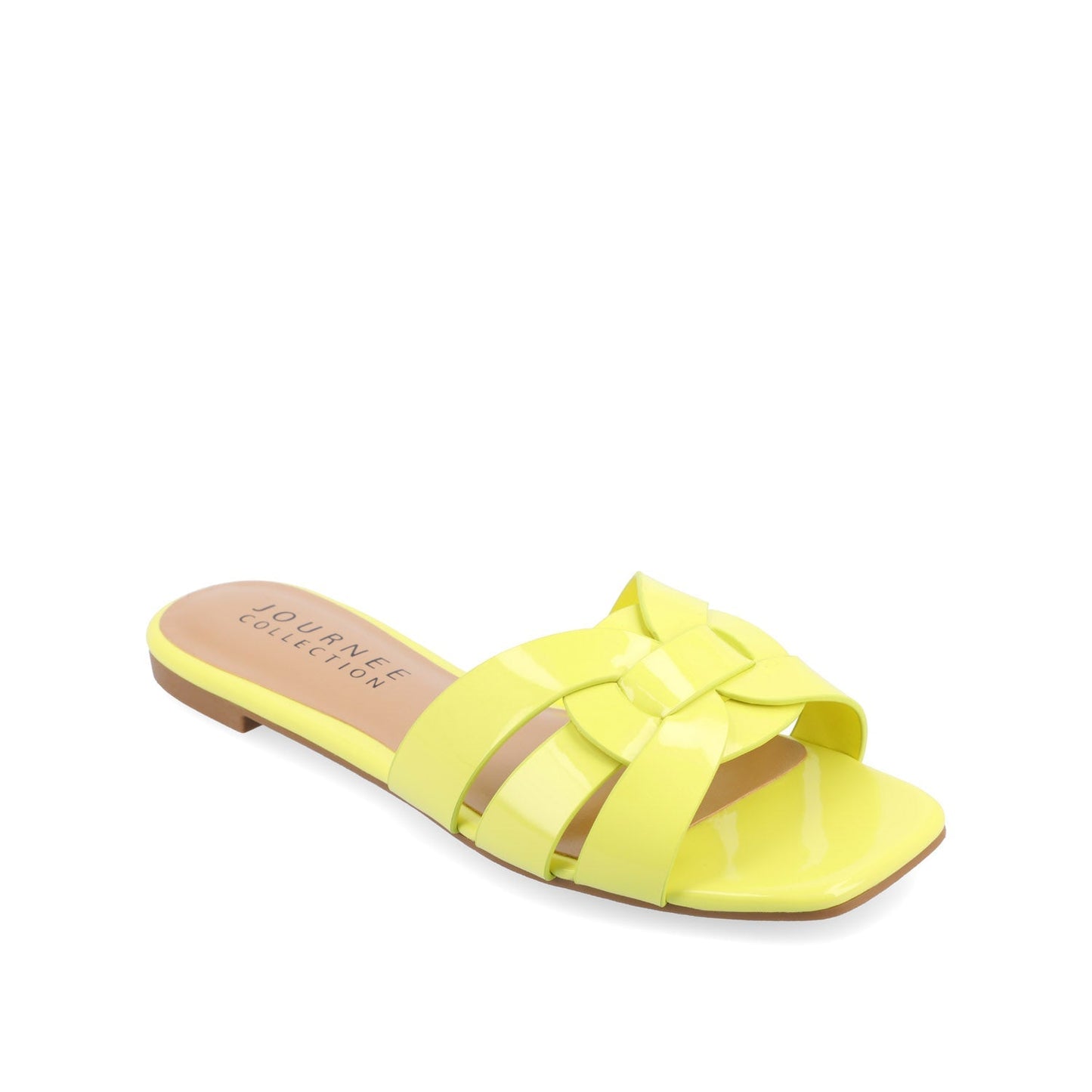 Journee ARRINA SLIDE SANDALS IN STATEMENT PATENT - Yellow Patent