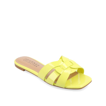 Journee ARRINA SLIDE SANDALS IN STATEMENT PATENT - Yellow Patent