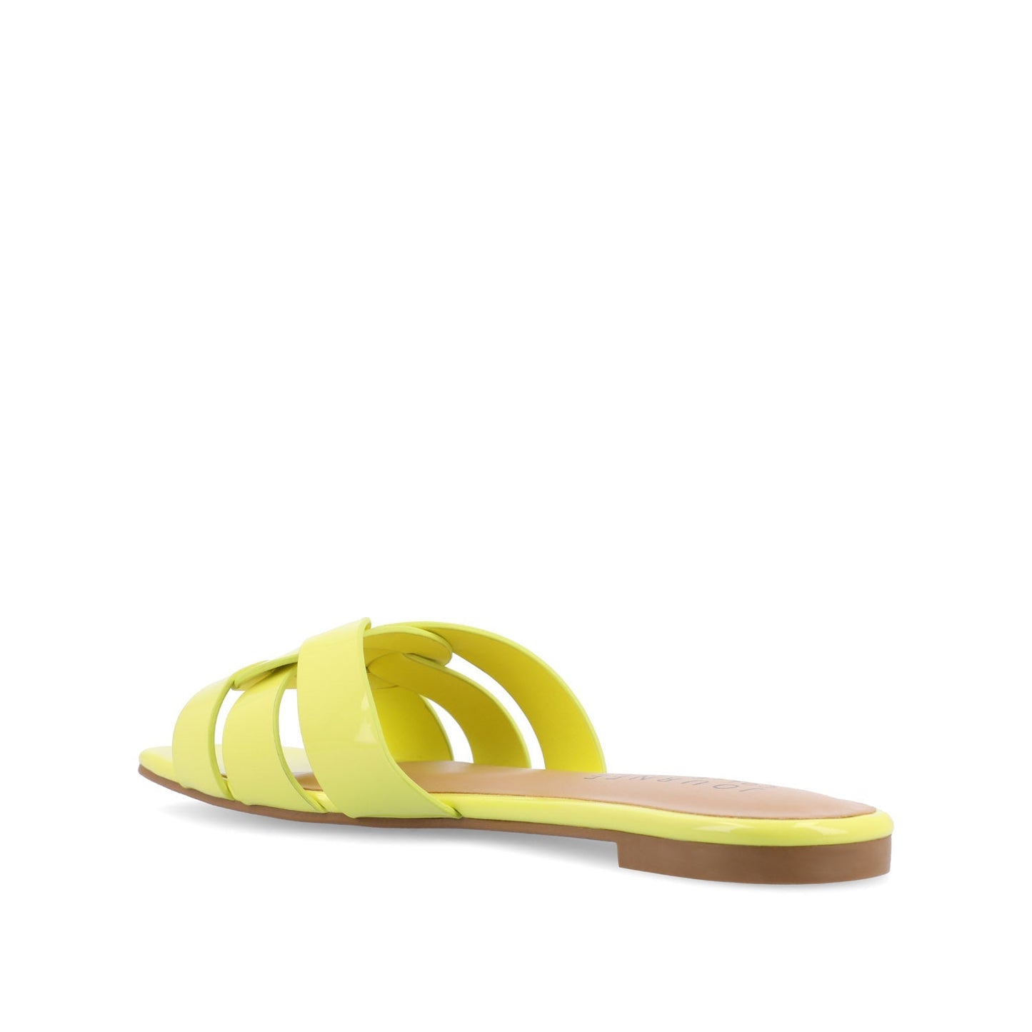 Journee ARRINA SLIDE SANDALS IN STATEMENT PATENT - Yellow Patent