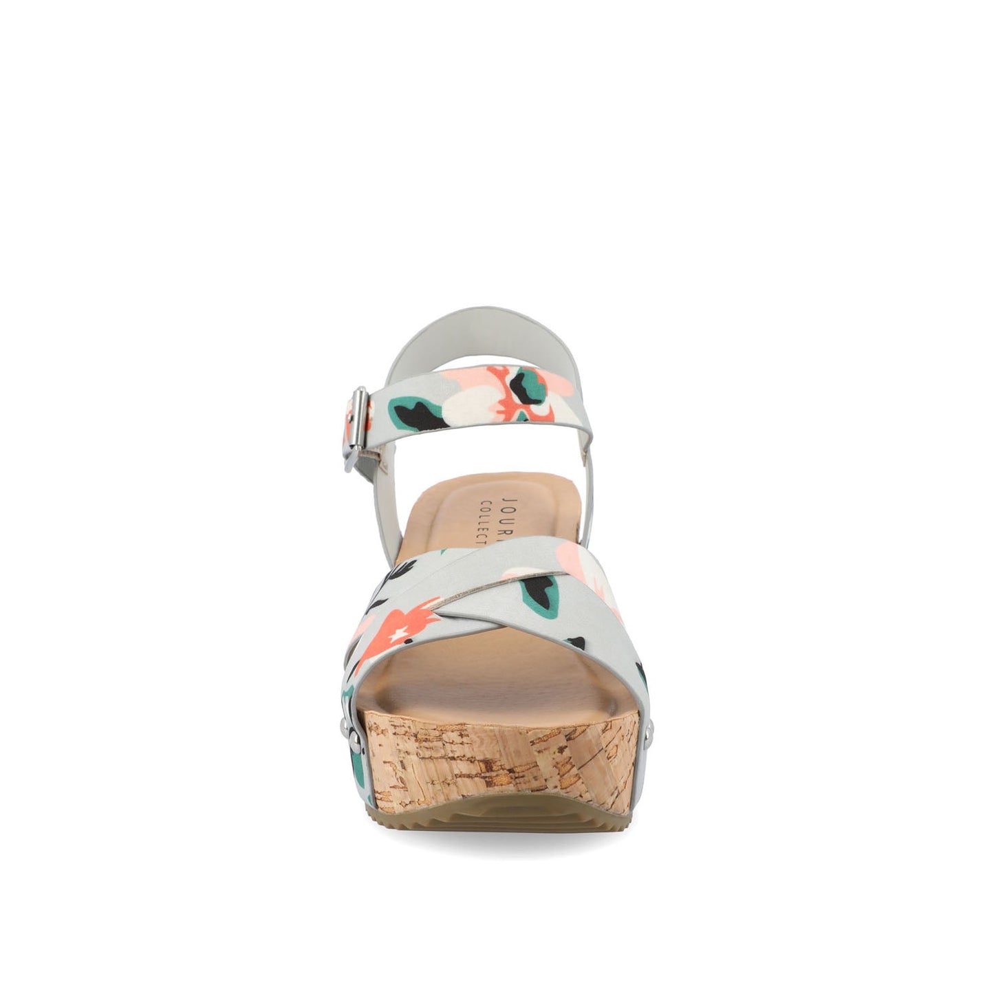 Journee VALENTINA HEELED SANDALS IN VEGAN LEATHER - Grey Floral PU