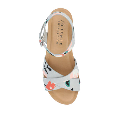 Journee VALENTINA HEELED SANDALS IN VEGAN LEATHER - Grey Floral PU